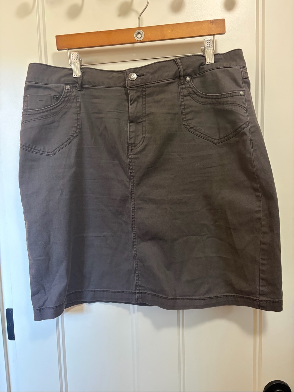 Christopher & Banks Charcoal Mini Denim-Style Skirt
